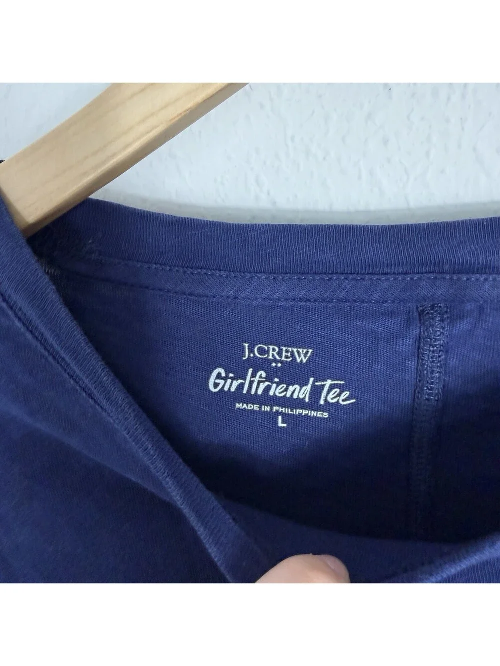 J.Crew Girlfriend Tee Shirt Womens Large Navy Blue Crew Neck Long Sleeve Top